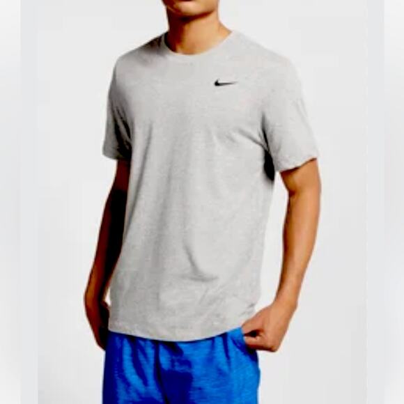 Nike Dri Fit Athletic Cut Crew Neck Tee T Shirt Gray Logo Lightweight Men Medium - Picture 1 of 13